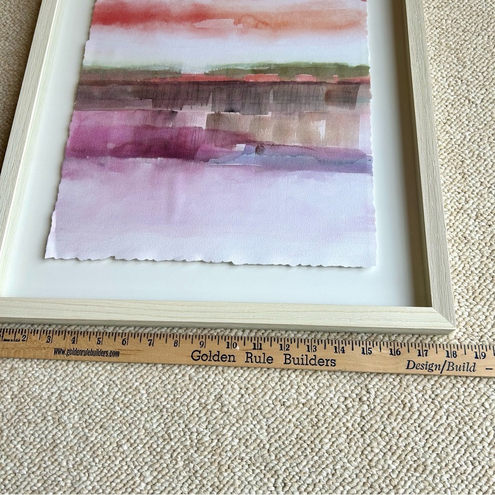 Threshold Abstract Watercolor Art Wall Decor Pink Purple Cream Frame 24" X 18" - Picture 8 of 10
